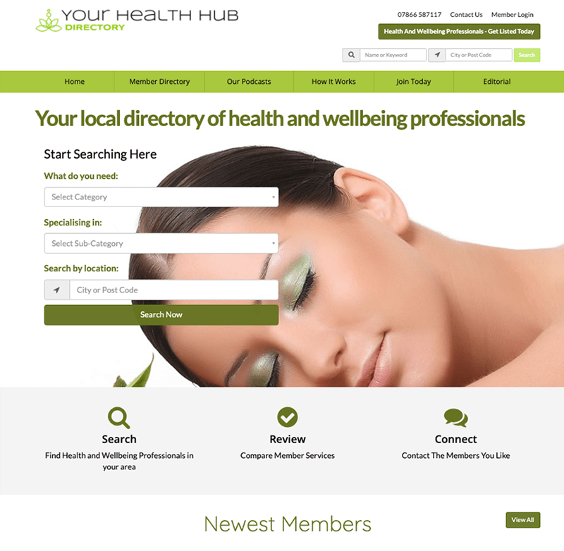 YOUR HEALTH HUB WEBSITE HOME PAGE